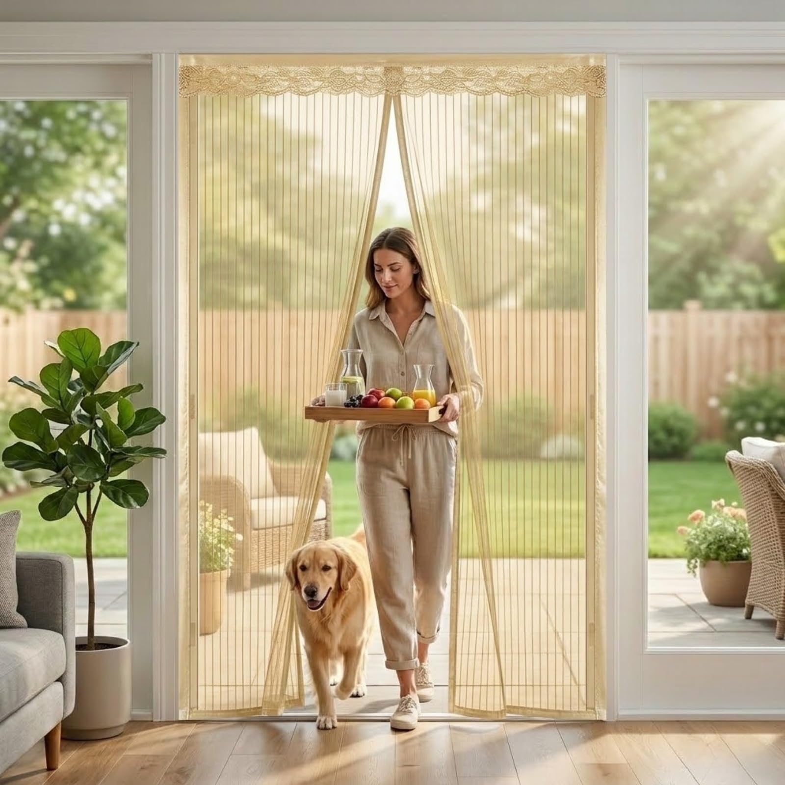 Moustiquaire porte fenêtre magnétique 120x220 cm rideau anti mouche noir en fibre de verre