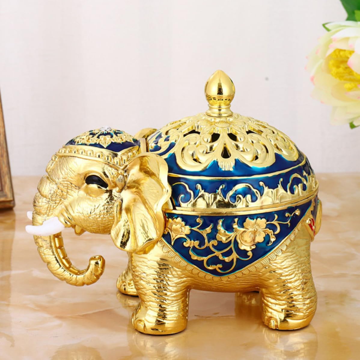 Turibolo per Incenso a Forma di Elefante in Lega di Zinco, Stile Retrò Artistico, Brucia Incenso Decorativo per Studio e Soggiorno, Migliora la Qualità del Sonno