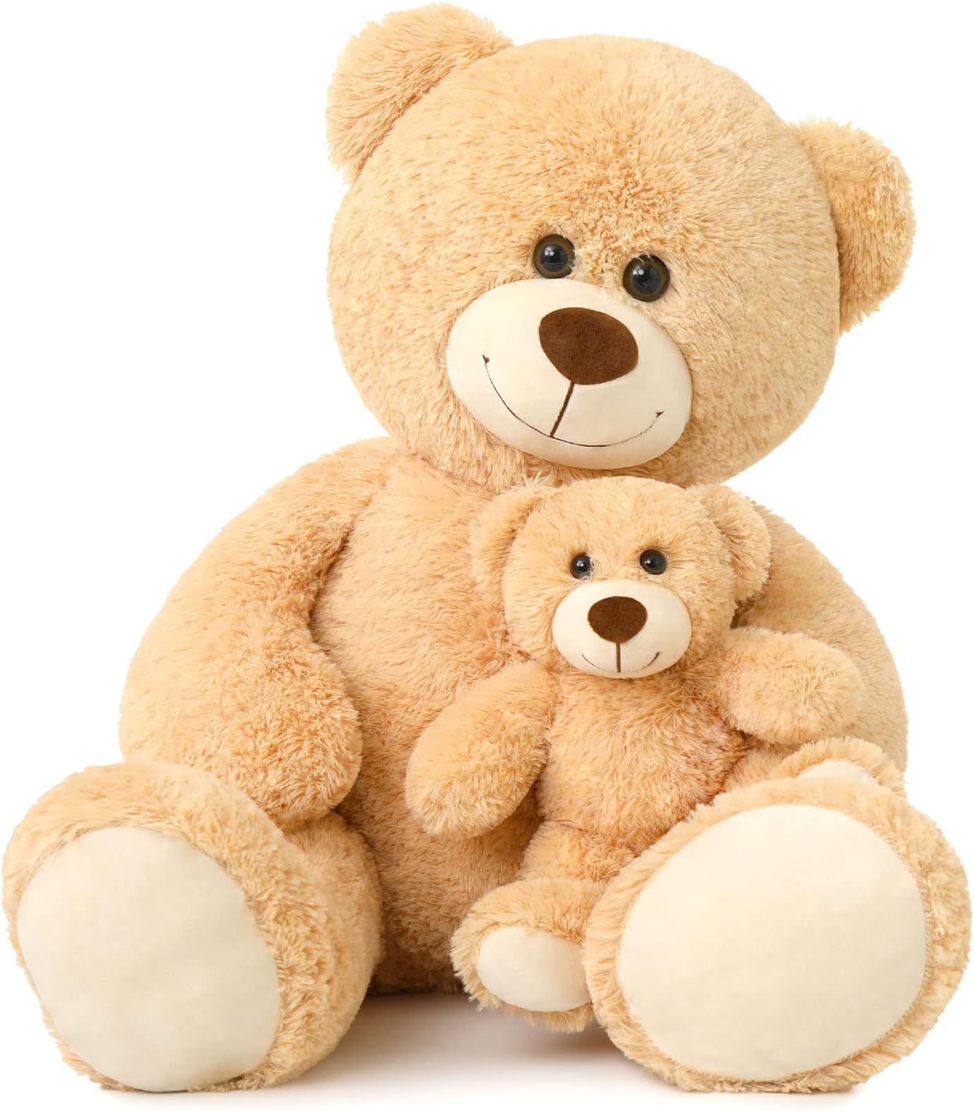 Muiteiur 39 Inch Light Brown Giant Teddy Bear, Mommy Bear with Baby Plush