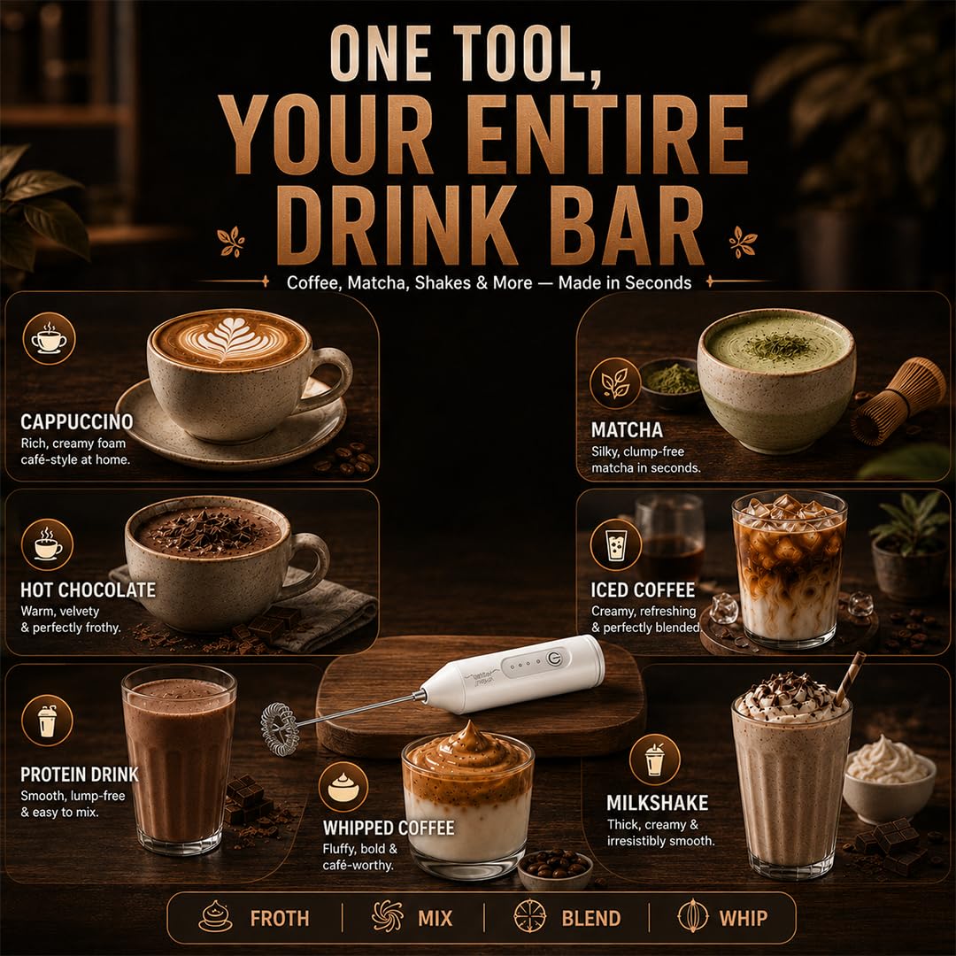 Electric Coffee Frother - Make Latte Foam at Home -6