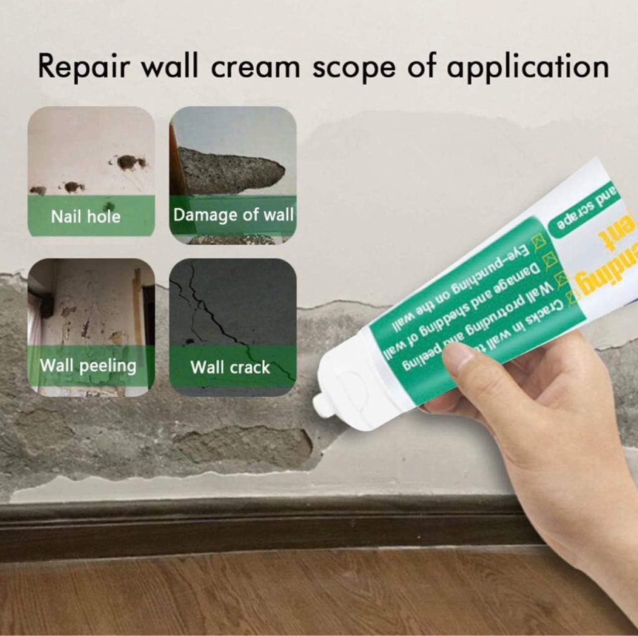 FREEORR Wall Mending Agent Repair Cream Repair Paste - Quick & Easy Solution to Fill The Holes and Crack in Your Wall Surface - Also Works on Wood & Plaster - Self-Adhesive Drywall Repair Putty - - 