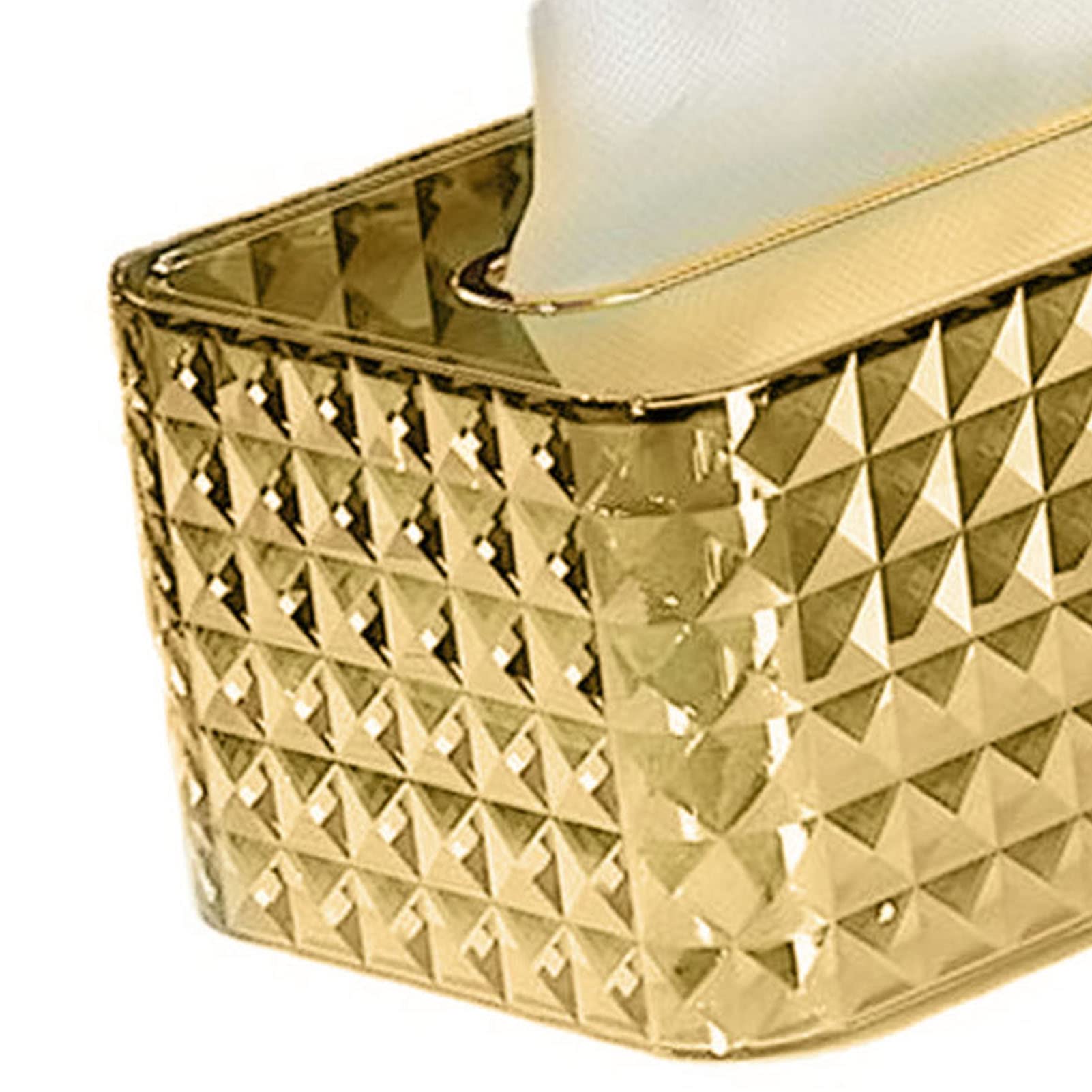 Scatola di fazzoletti, Porta Fazzoletti Texture Rhombus, Copri Scatola Rettangolare Trasparente per Fazzoletti, decorazione per casa e ufficio (Oro)