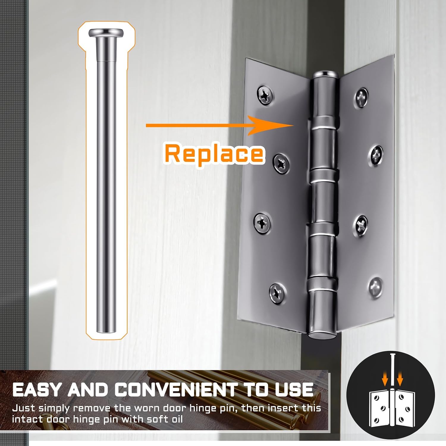 Ferraycle 6 Pack Door Hinge Pins 3.5 Inches Oil Rubbed Bronze, Silver