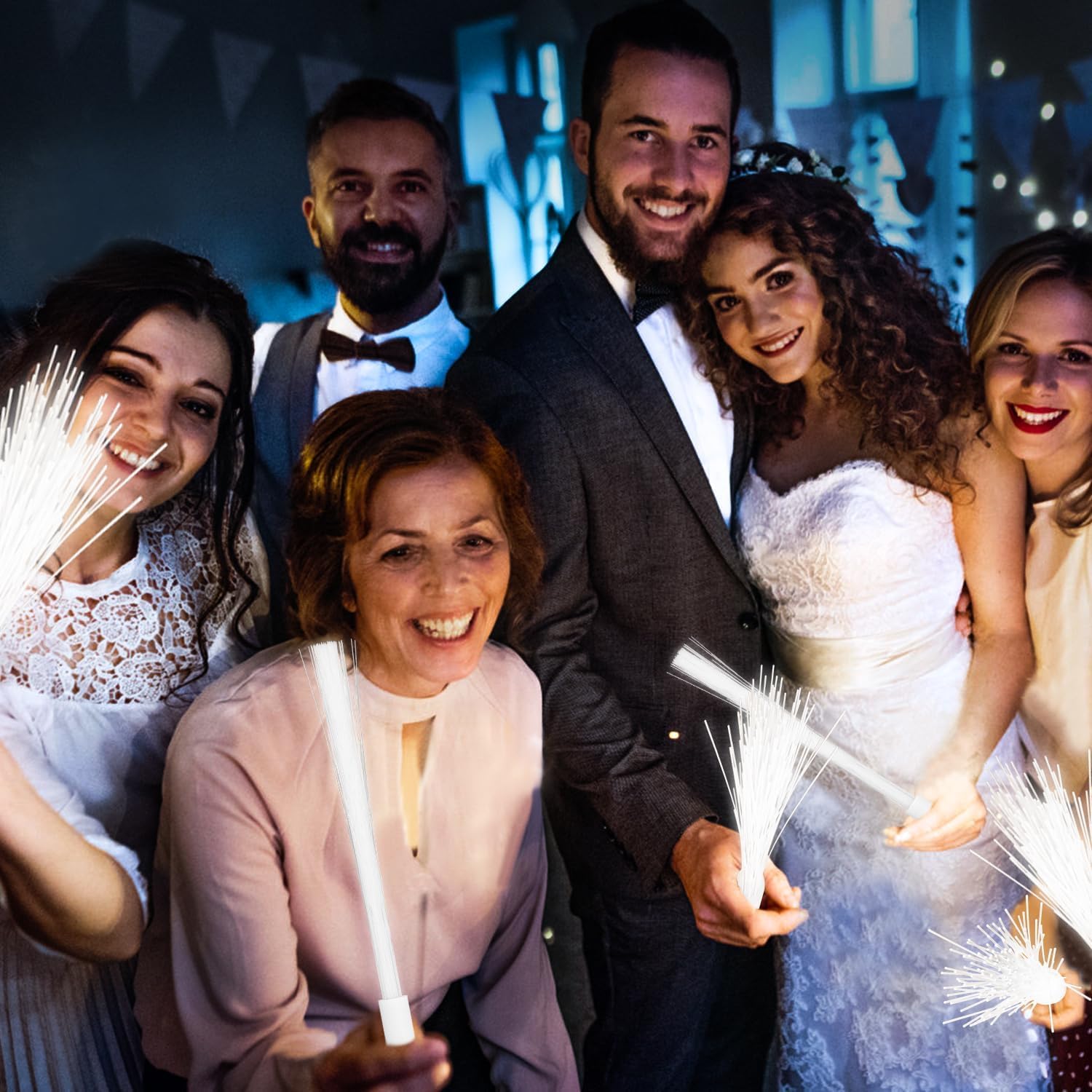 120 Varitas de Fibra óptica Intermitentes, Blancas, 3 Modos de Luz, Varitas de Fibra óptica LED, Suministros de Fiesta Brillantes para Bodas, Cumpleaños, Despedidas de Soltera,