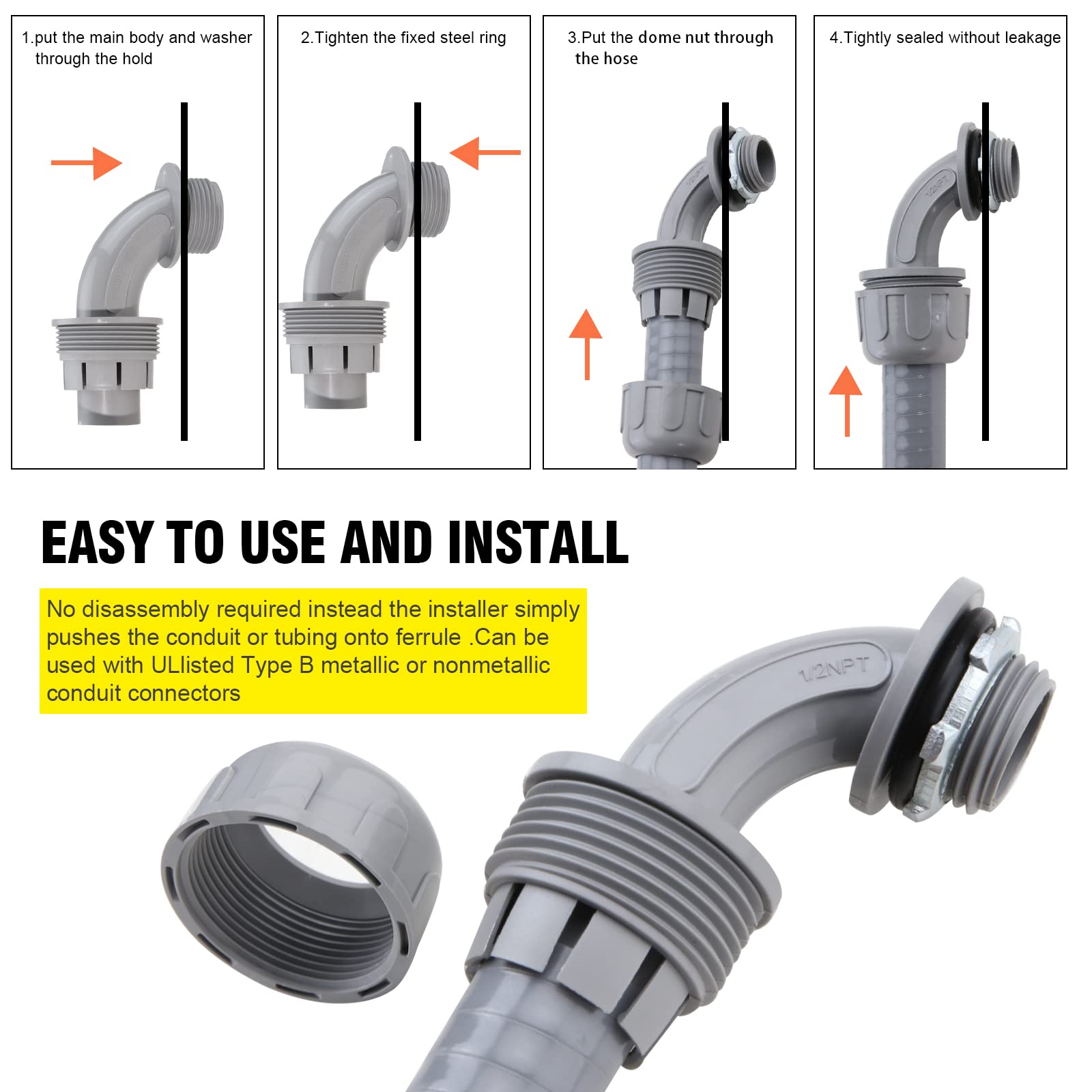 Buy 1/2 Inch Flexible Conduit Liquid Tight Connector Nonmetallic Liquid