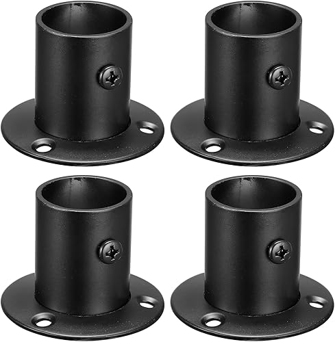 uxcell Soporte de barra de acero inoxidable de 1 pulgada de diámetro para cortina de armario de baño, juego de 8, color negro