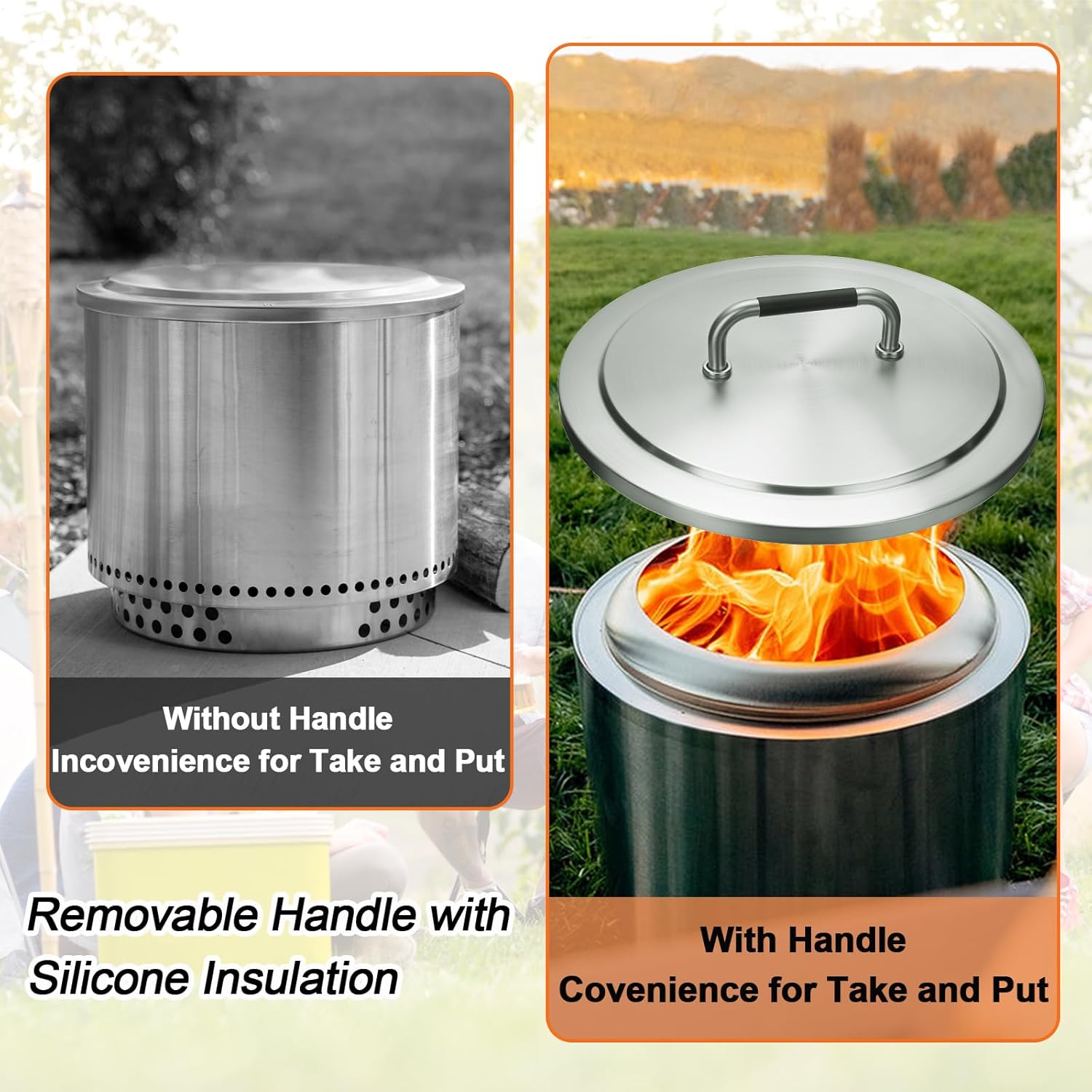 JCLMER Lid for Solo Stove Bonfire, 19.5" Stainless Stee Fire Pit Cover for Solo Stoves Bonfire with Heat Resistant Handle,Firepit Round Lids for Outdoor and Camping Accessories, All-Weather Resistant