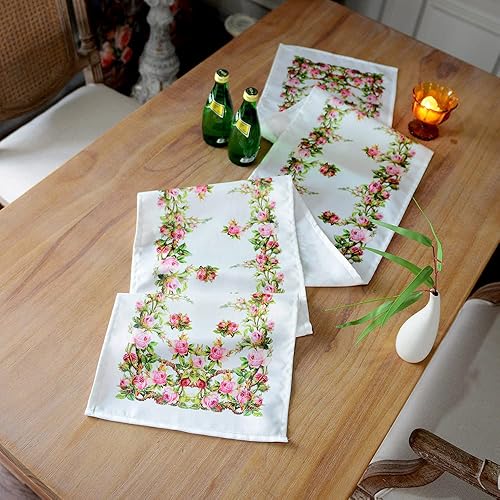 Miniatura 2 de ARTABLE Mantel rectangular de verano impreso con flores y patrones florales vintage, mantel para pascua, camino de mesa, picnic, al aire libre,