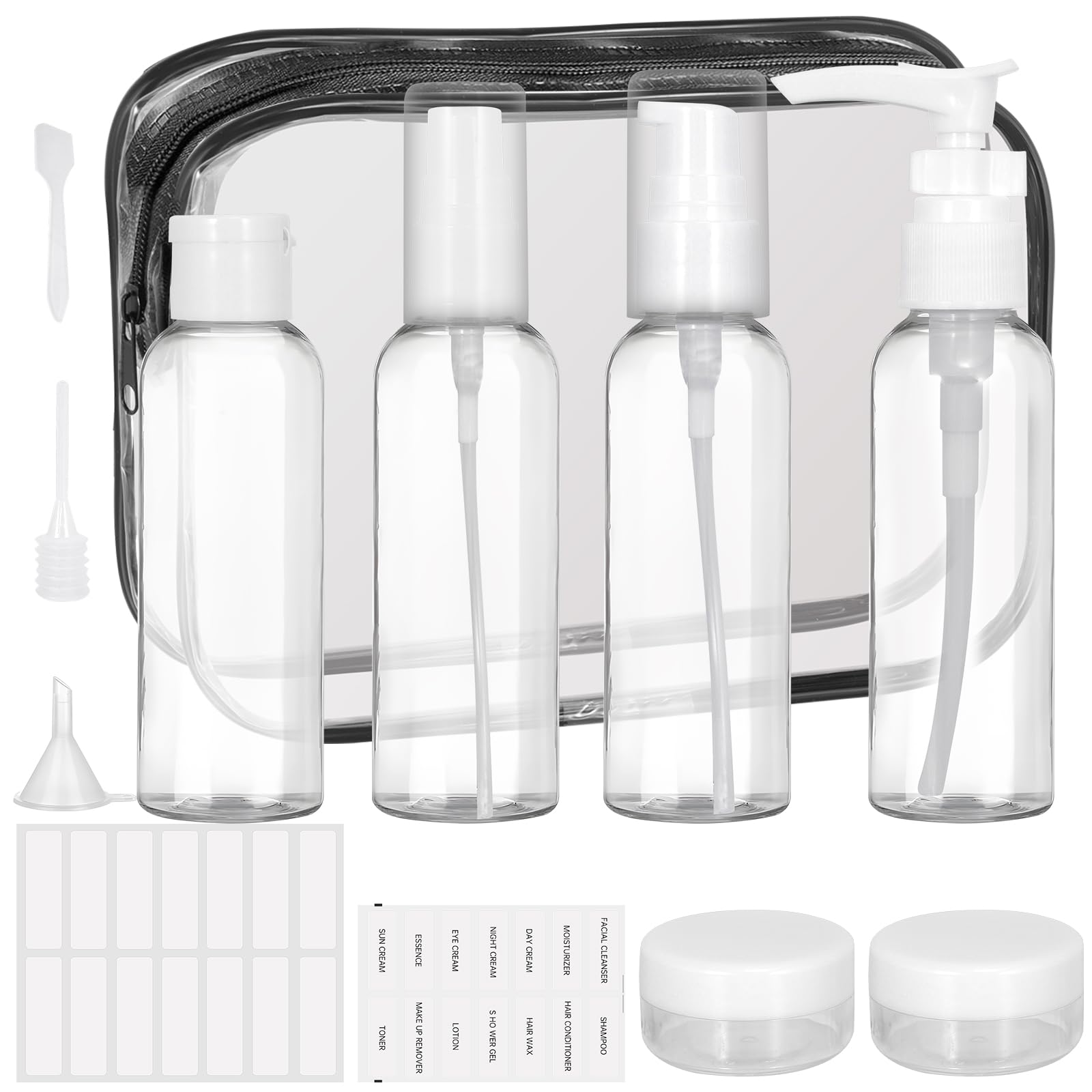 Flacon Voyage Avec Sac De Rangement 12Pcs Étanches Bouteille Vide Voyage Réutilisables, Sans BPA, Pour Cosmétiques, Shampoings, Lotions, Accessoires De Voyage Aéroport