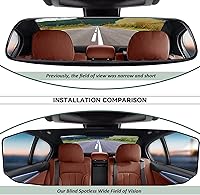 Vista 6 de NTNEV Espejo retrovisor grande de 12 x 3.5 pulgadas, espejo retrovisor panorámico antirreflejo, espejo retrovisor panorámico de gran angular