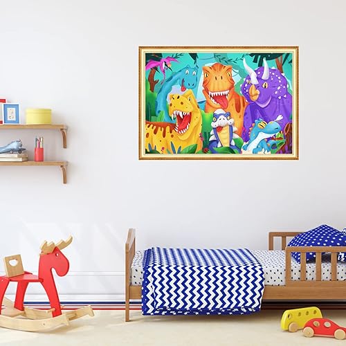 Miniatura 6 de Rompecabezas de piso jumbo para niños, rompecabezas de dinosaurios, rompecabezas grandes de 48 piezas de 3 a 6 años para niños pequeños, aprendizaje