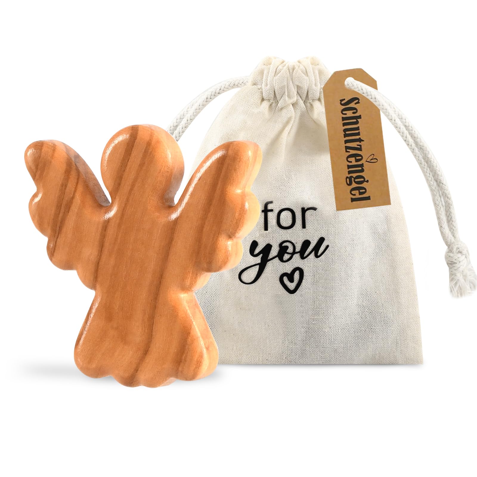 Guardian Angel Christliche Geschenke Schutzengel Figur, Handschmeichler Holz Olivenholz Taufe Glücksbringer Prüfung Schutzengel Geschenk für Familie Freunde Patient