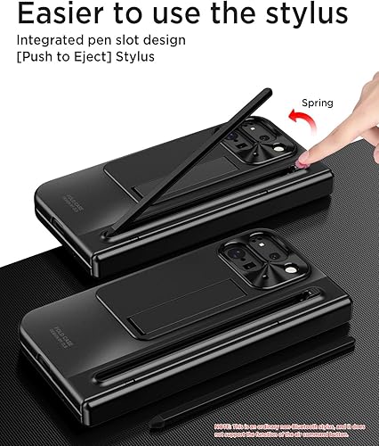 Miniatura 2 de Miimall Funda plegable para Google Pixel 10 Pro con soporte para bolígrafo y bolígrafo, protector de pantalla de vidrio templado, soporte oculto,