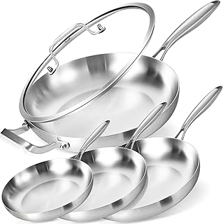 LOLYKITCH Tri-Ply Stainless Steel Frying Pan Set