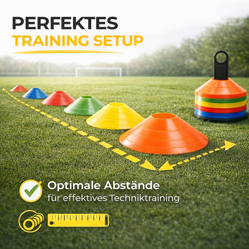 TK Gruppe Timo Klingler Sportyfits Cônes de marquage pour Slalom Accessoires d'entraînement et Accessoires de Football pour Football, athlétisme etc. (Quantité au Choix)