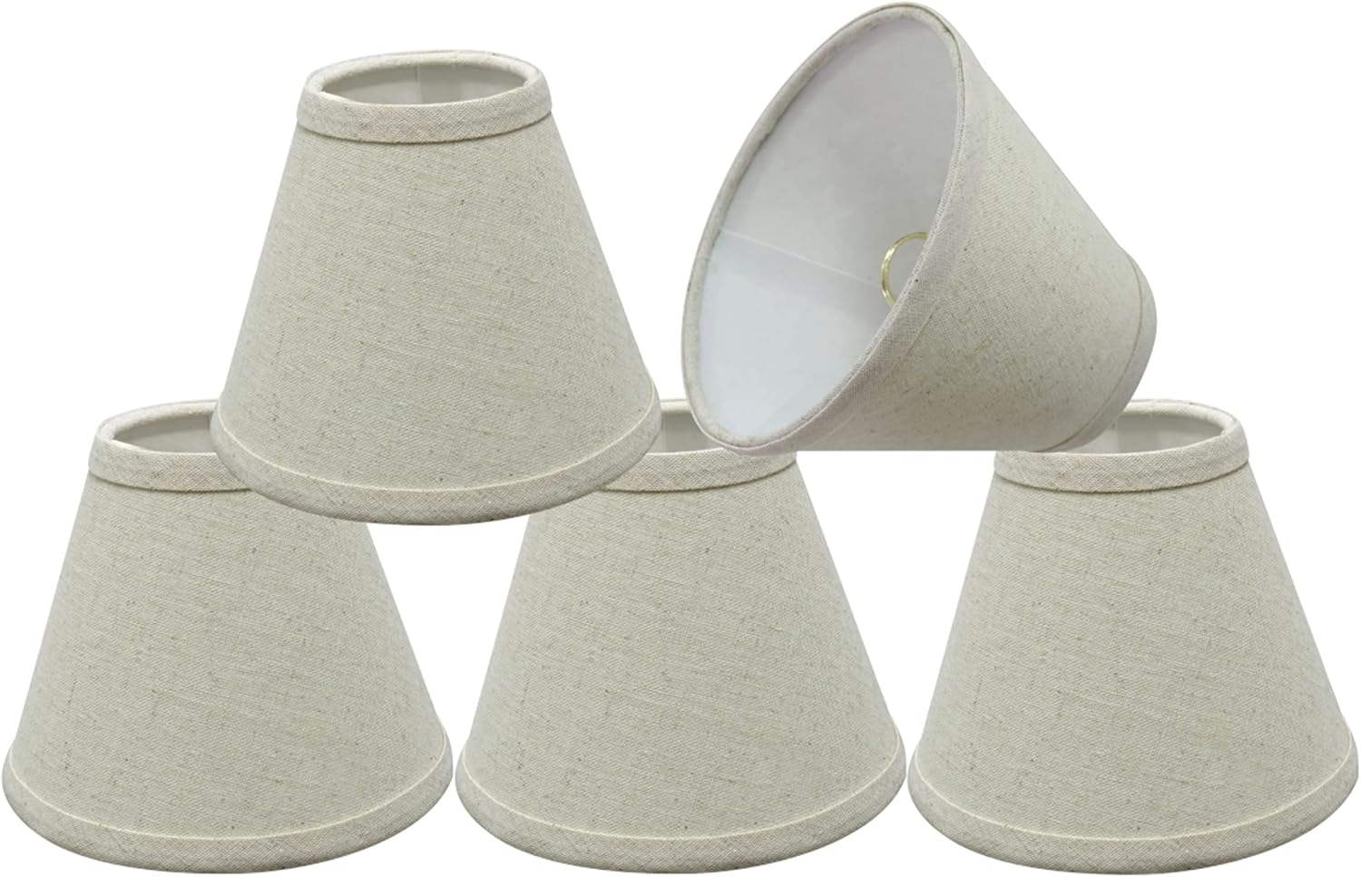 Aspen Creative 32101-5A, Hardback Empire Clip-On Chandelier Lamp Shade, Off-White, 3" Top x 5" Bottom x 4" Slant Height, Set of 5