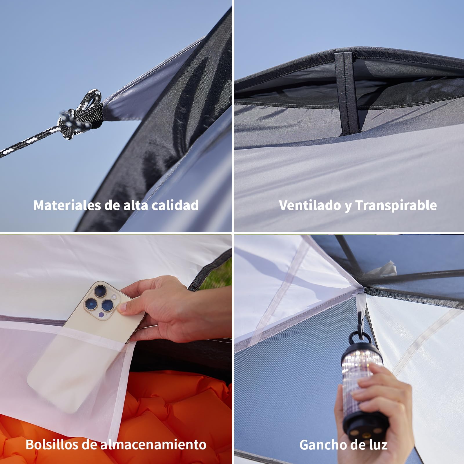 EchoSmile Tienda de Campaña,4 Personas Tienda Familiar,Resistente al Agua PU 5000mm,3-4 Estaciones Tienda de Campaña Ultraligera,Tienda Iglú Exteriores | Tienda Festivales