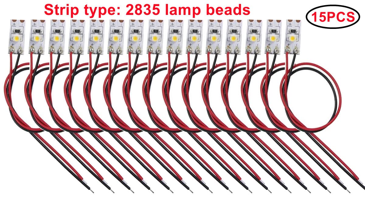 12 Pezzi Strisce LED SMD 2835 Per Modellismo Ferroviario E Diorami, Bianco, 12-18V, Con Resistenza, Autoadesive, 10cm