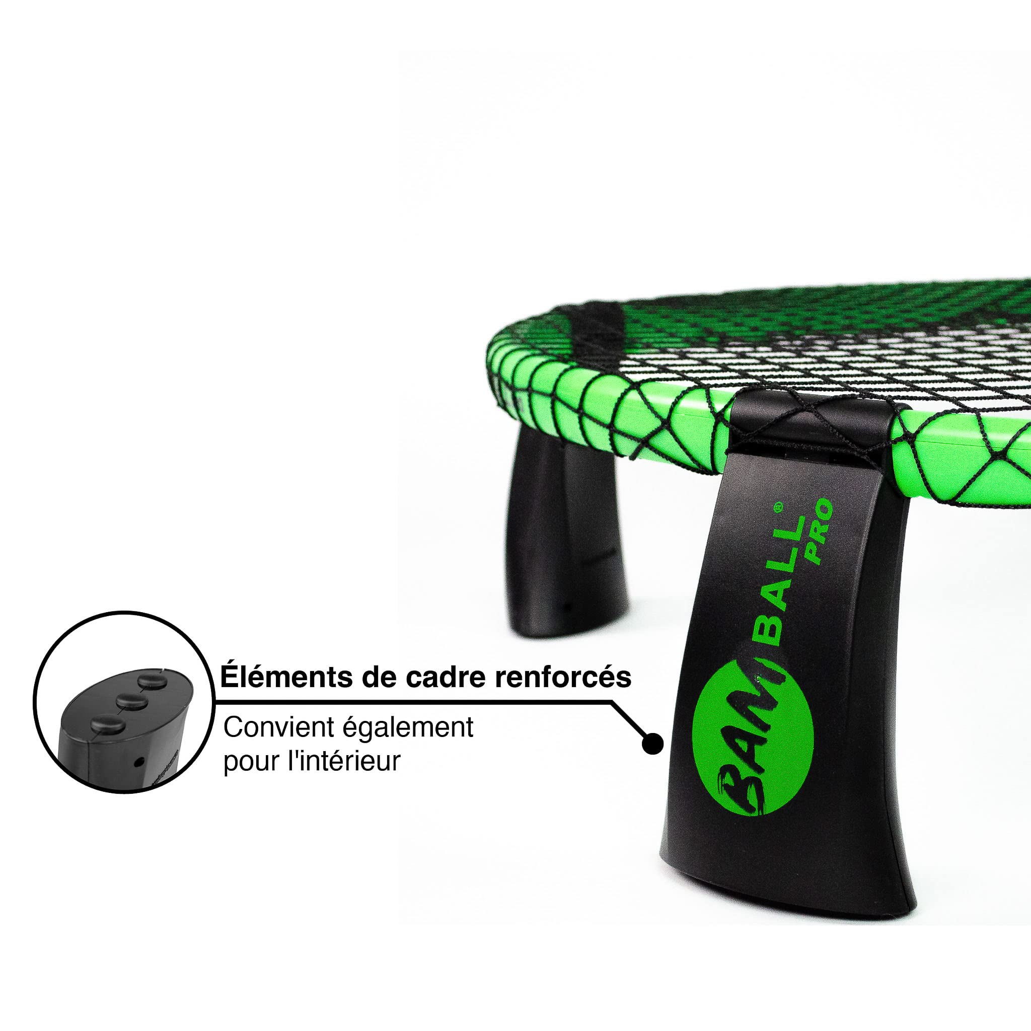Roundnet Pro Set (édition tournoi) – Avec 3 balles nouvellement développées, sac à dos étanche, filet amélioré, cadre renforcé et pompe à ballon