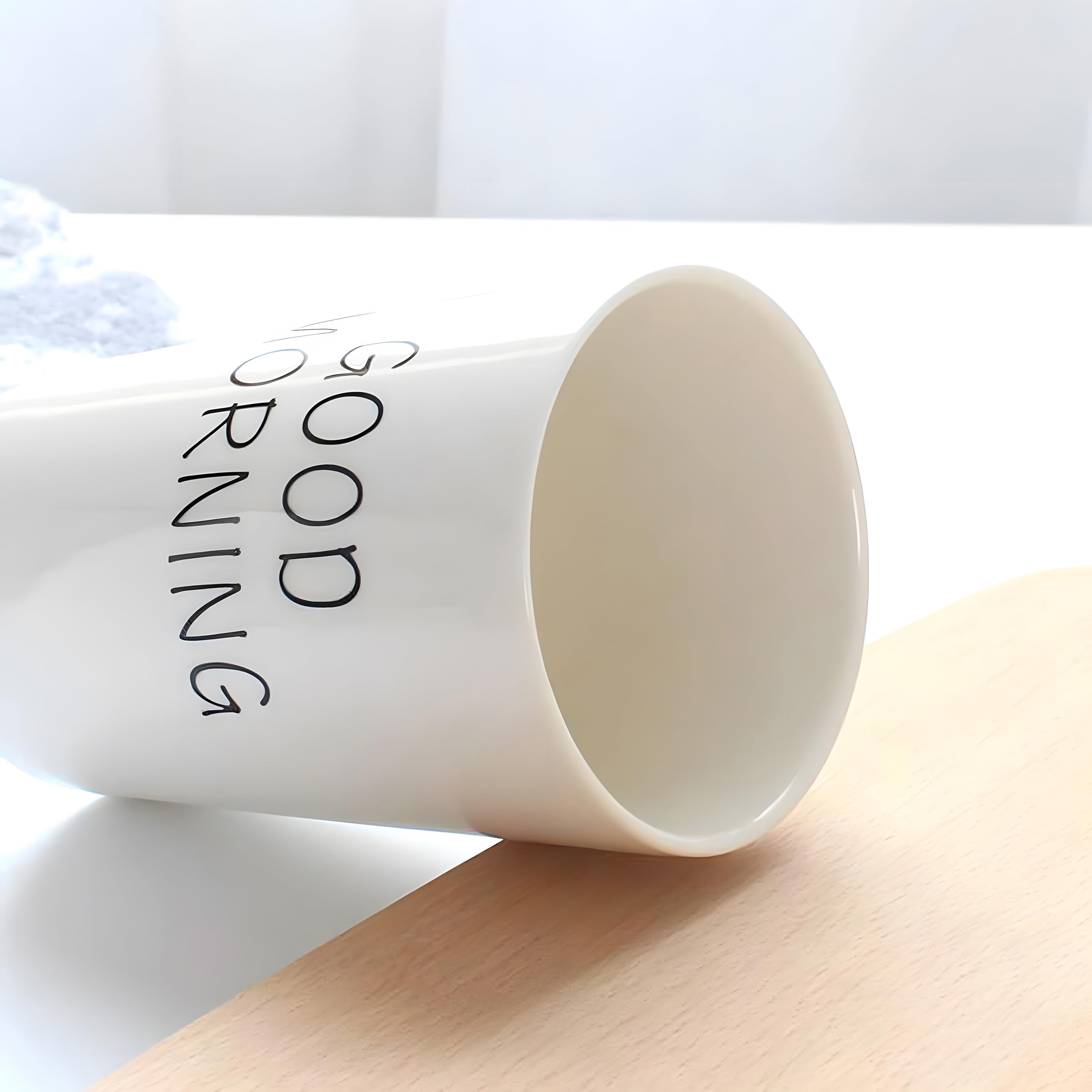 Kelake Vaso de cerámica blanca para baño, pasta de dientes, soporte para cepillo de dientes, agua, leche, bebidas, vaso de 350 ml, para baño, buenos días, parejas, taza para Navidad, cumpleaños