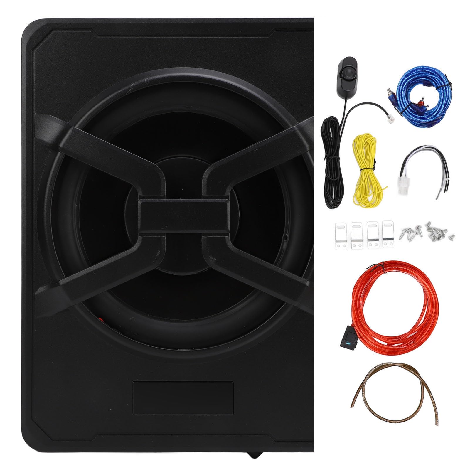 Torvex Underseat Subwoofer, 10 Inch Powered Car Subwoofer with Amplifier and Remote Control, Slim Truck Bass Speaker, Active Under Seat Audio System (Colourful Ambient Light with App Control)