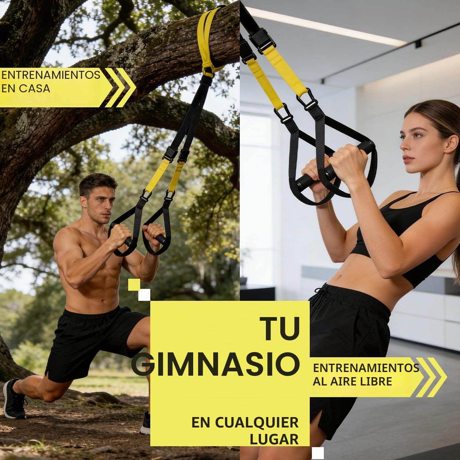 Kit de entrenamiento de suspensión, sistema de correa de entrenamiento, peso corporal y kit de resistencia para el hogar, con asas y guía de entrenamiento, perfecto para viajar y hacer ejercicio en interiores y exteriores