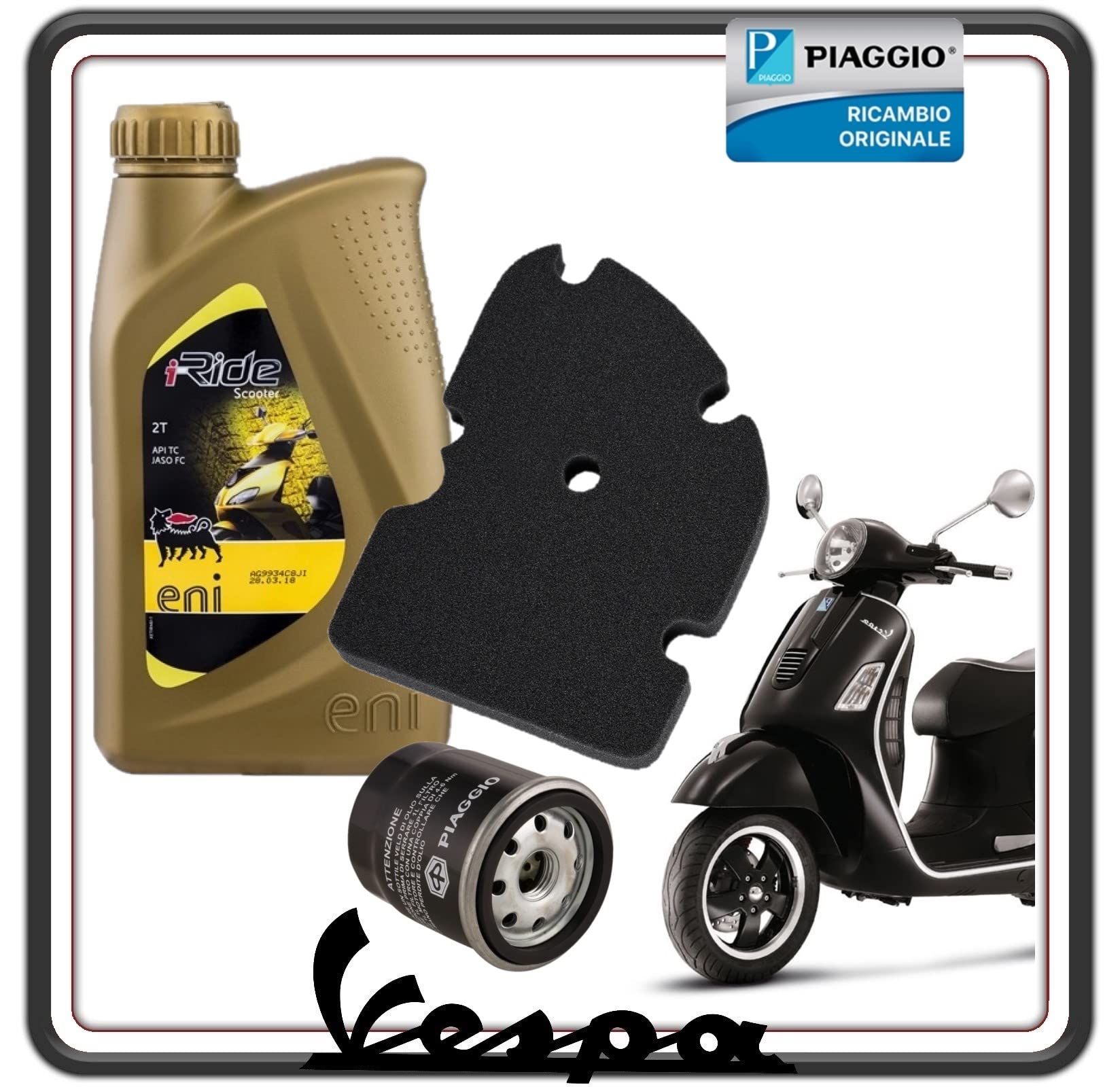 KIT TAGLIANDO FILTRO OLIO FILTRO ARIA + OLIO PER PIAGGIO VESPA GTS 125 - GTS 250 - VESPA GTS 300 - GTS 300 TUTTI I MODELLI ORIGINALE PIAGGIO.