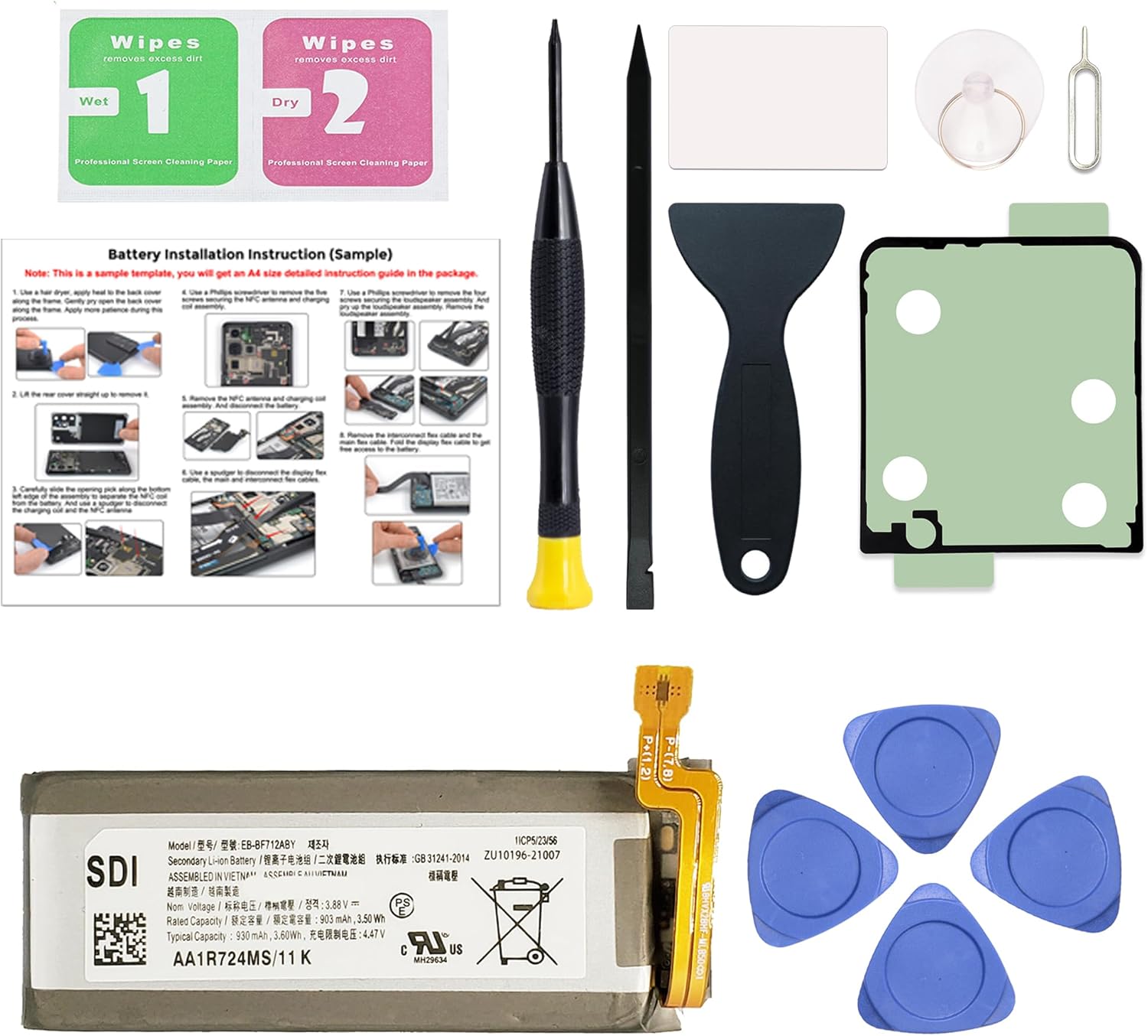 New Upgraded Battery for Galaxy Z Flip 3, EB-BF712ABY Replacement Battery Compatible with Samsung Galaxy Z Flip 3, with Repair Tools & Instruction