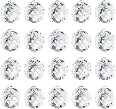 20 Pcs 20mm Clear Crystal Prism Pendant Hanging Crystal Feng Shui Ball Prism Pendant Suncatcher Ball for Wedding Christmas Birthday Window Decoration