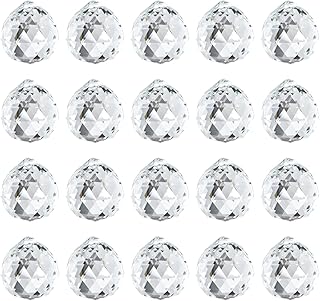20 Pcs 20mm Clear Crystal Prism Pendant Hanging Crystal Feng Shui Ball Prism Pendant Suncatcher Ball for Wedding Christmas Birthday Window Decoration