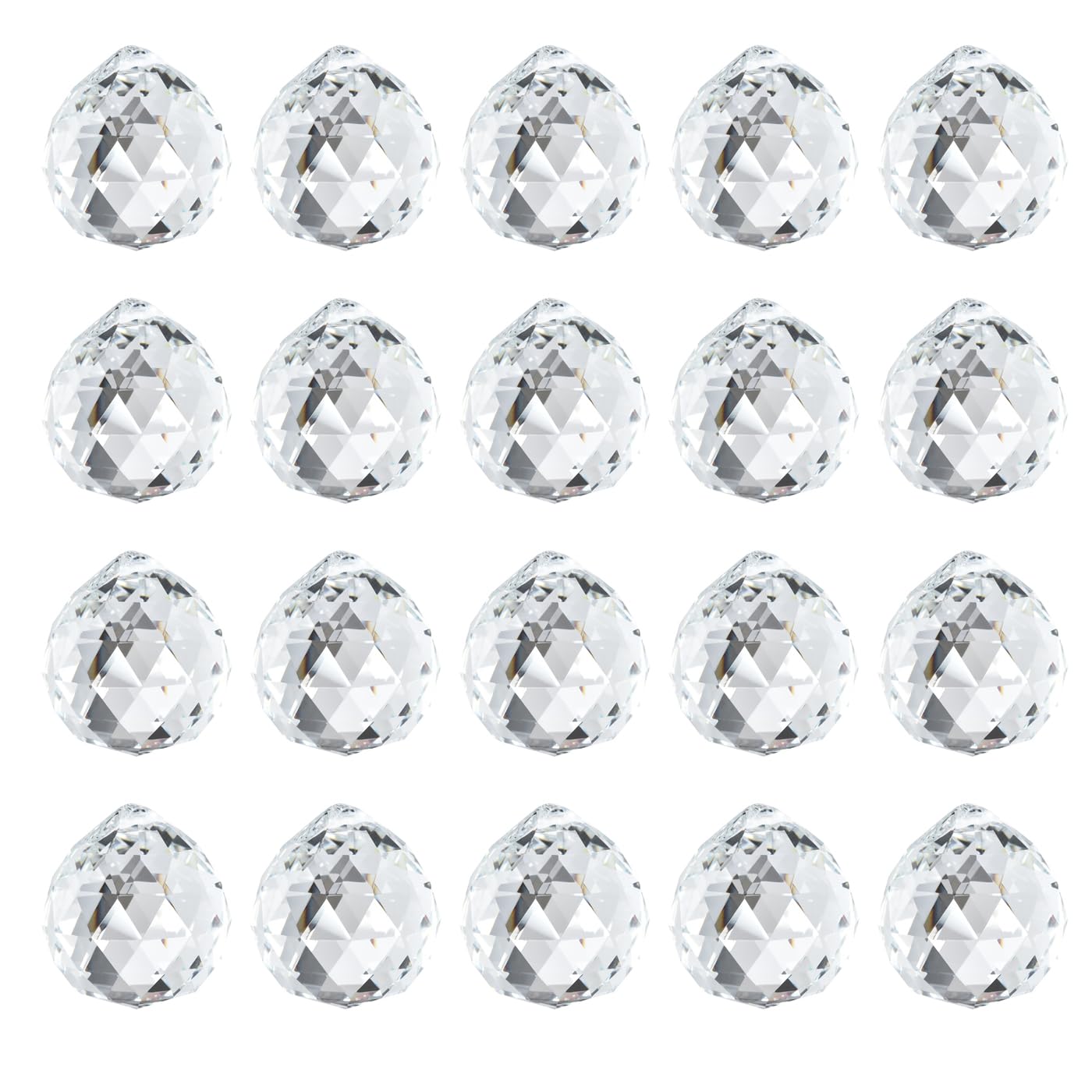 cozyou 20 Pcs 20mm Clear Crystal Prism Pendant Hanging Crystal Feng Shui Ball Prism Pendant Suncatcher Ball for Wedding Christmas Birthday Window Decoration