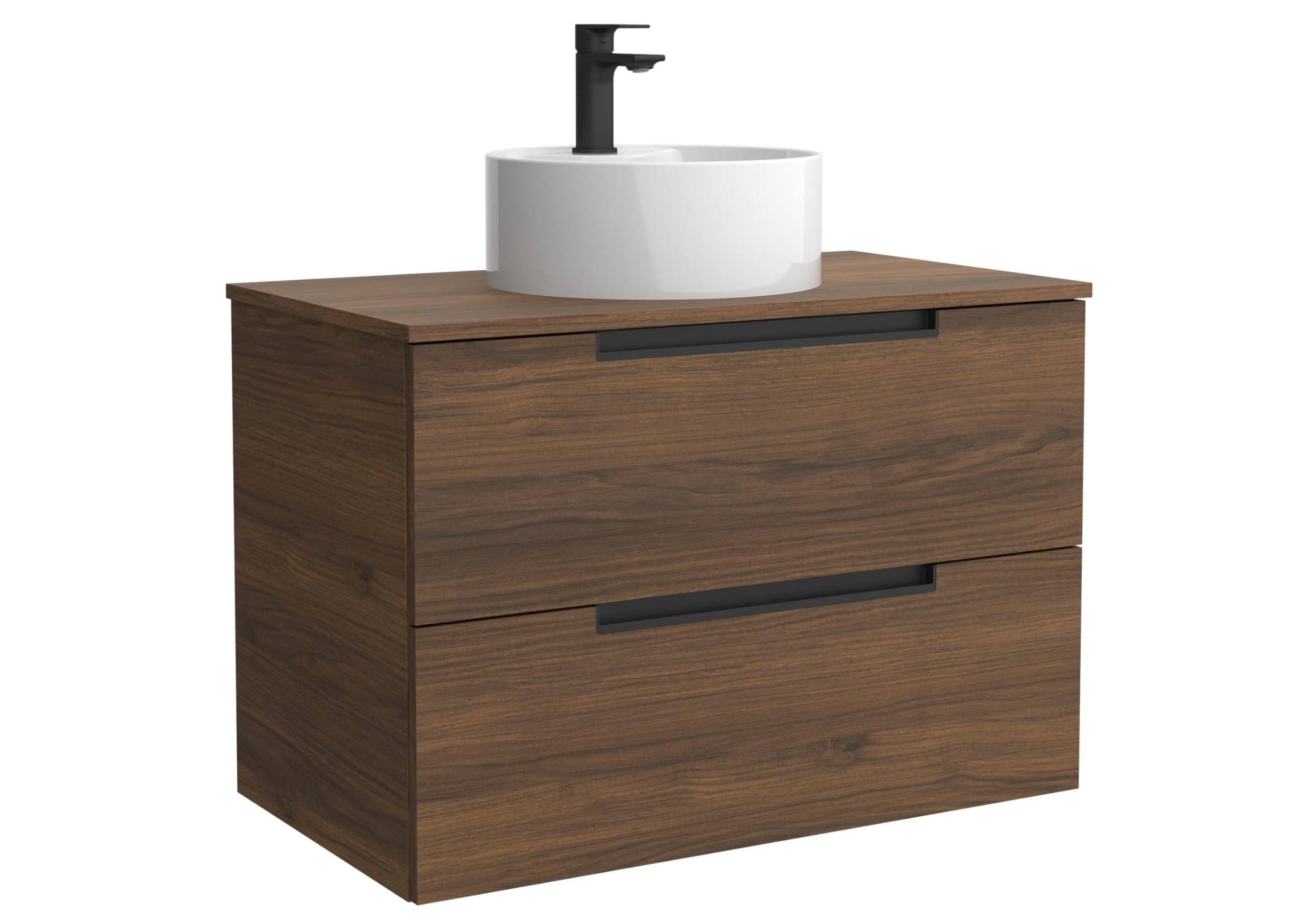 Mueble de Baño Leni 100cm Nogal 2 cajones Lavabo sobre encimera 1 poza Porcelana