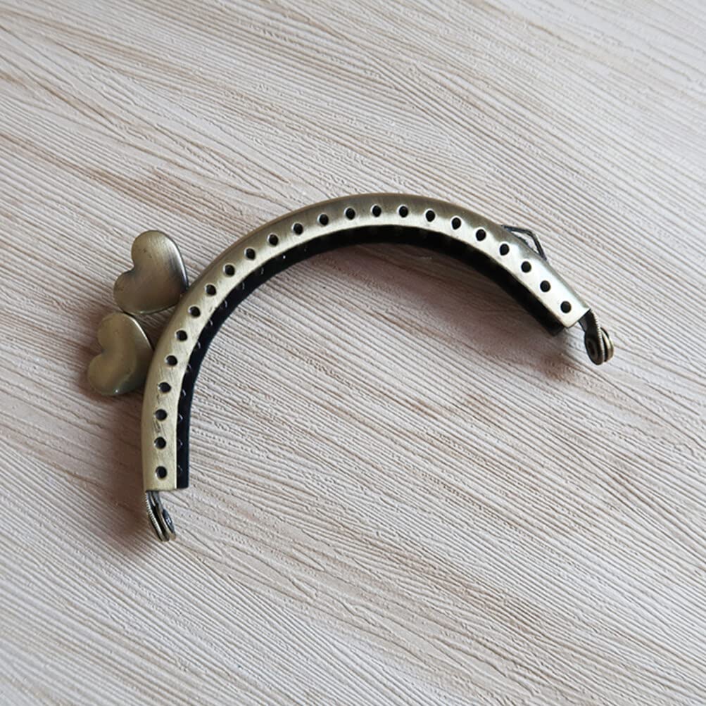 SUPVOX 10psc 8.5cm Marco Monedero Cierre Semicírculo Con Corazón Metal Cierre De Boquilla Retro Para Fabricación De Monederos