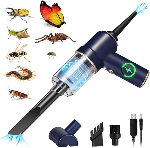 Miniatura 10 de Aspirador y soplador de mano 5 en 1, inalámbrico, recargable, atrapador de insectos para insectos y arañas, aspiradora portátil, aspirador de