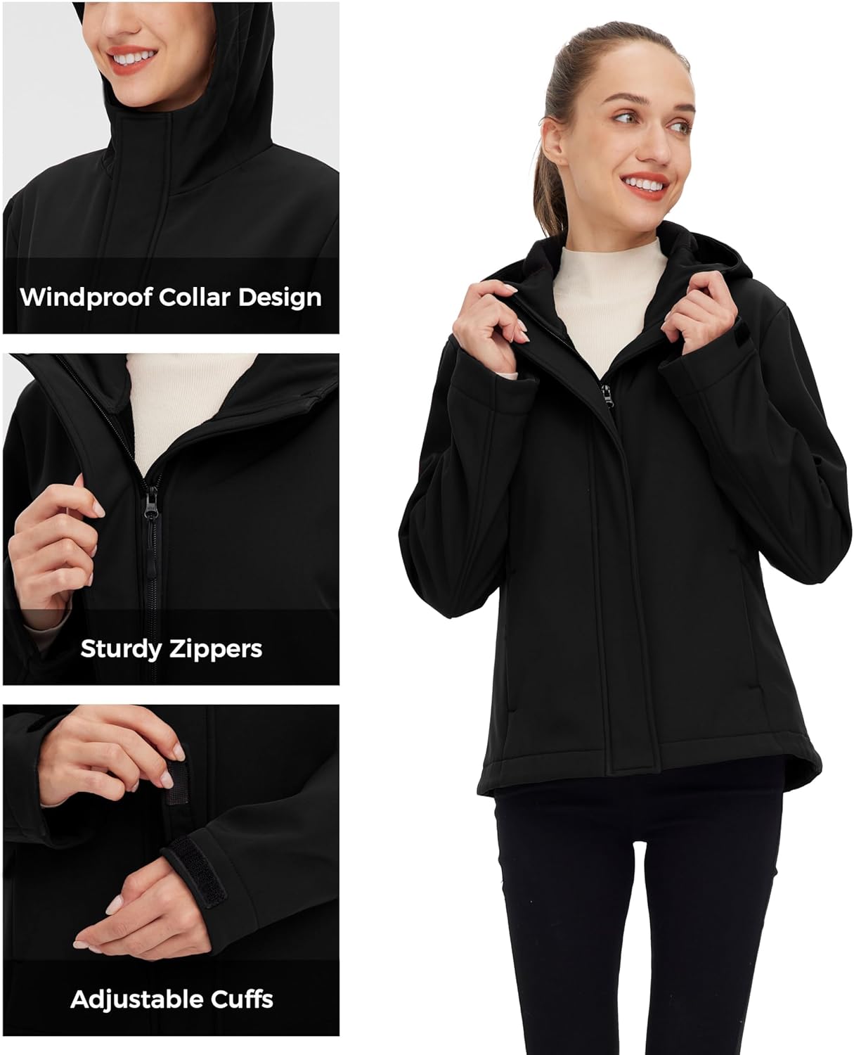 wantdo Women's Fleece Lined Jacket Softshell Jacket Lightweight Insulated Jacket - Image 5