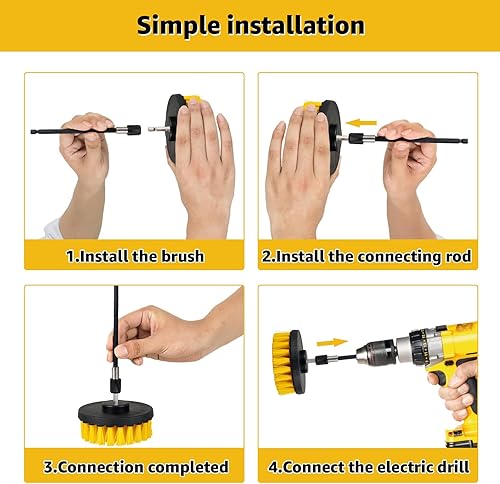Miniatura 6 de Juego de 6 cepillos de taladro, cepillo de limpieza eléctrica, kit de cepillo multiusos para limpieza eléctrica, con azulejos de nailon de conexión