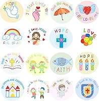 Vista 7 de Calcomanías de la Biblia cristiana para niños, 1000 unidades de 1.5 pulgadas, calcomanías adhesivas de Jesús con citas de las Escrituras cristianas