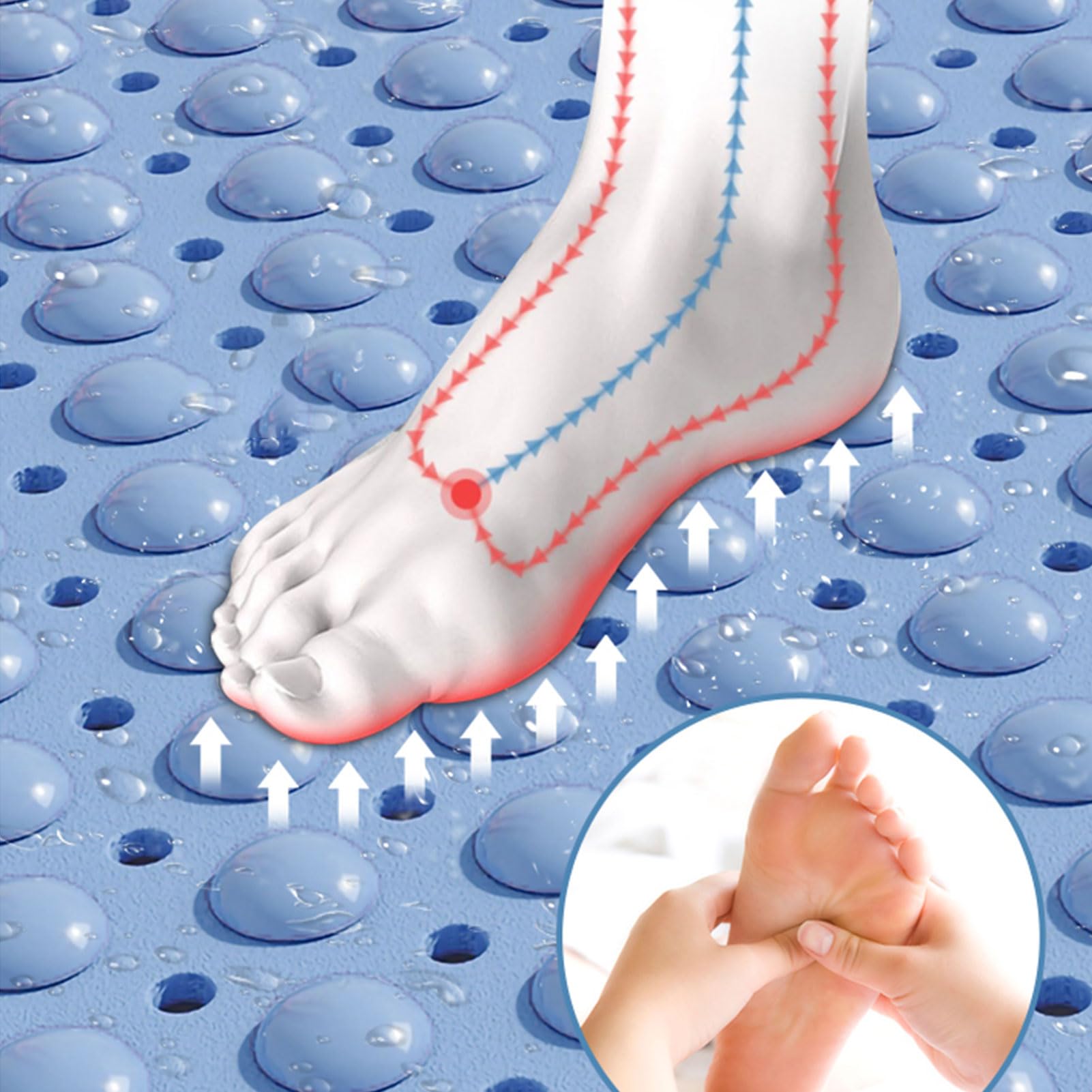Antislip douchemat, antislip badmat met zuignappen en afvoergaten, machinewasbaar, ideaal voor ouderen, 120 x 80 cm, Colord4