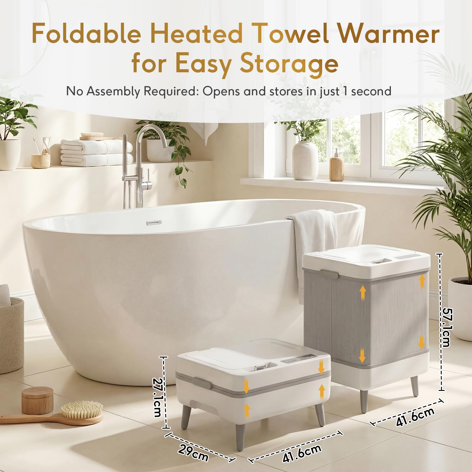 Calentador de Toallas 35L Calienta Toallas Electrico Collapsible Towel Warmer Aquecedor de Toalhas Secador de Toalla Portatil con Temporizador y Pantalla LED para Baño, SPA, Pijama, Apagado Automático