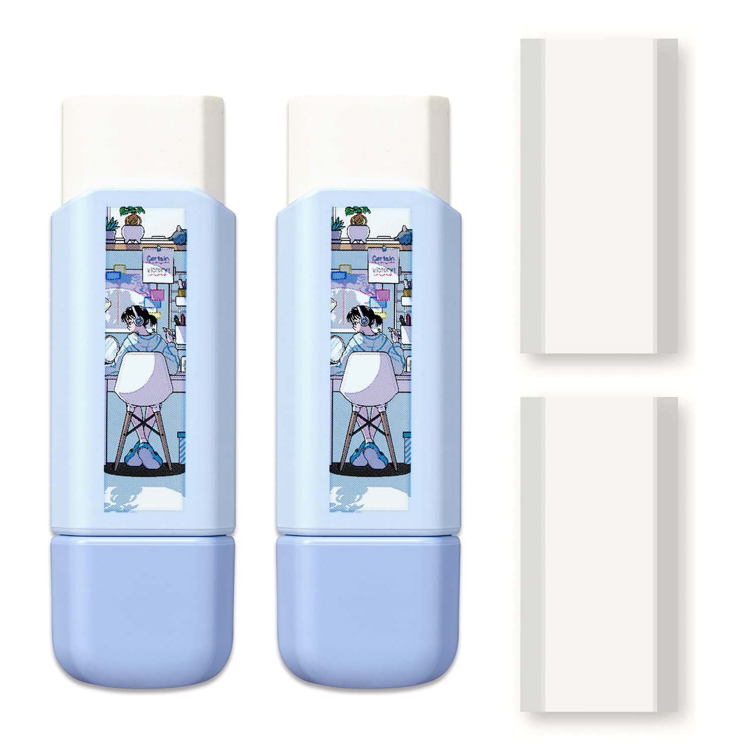 Plus ER-0111R-2 Eraser Refills - Set Of 4 Replacement Rubber For Retractable Eraser Cases