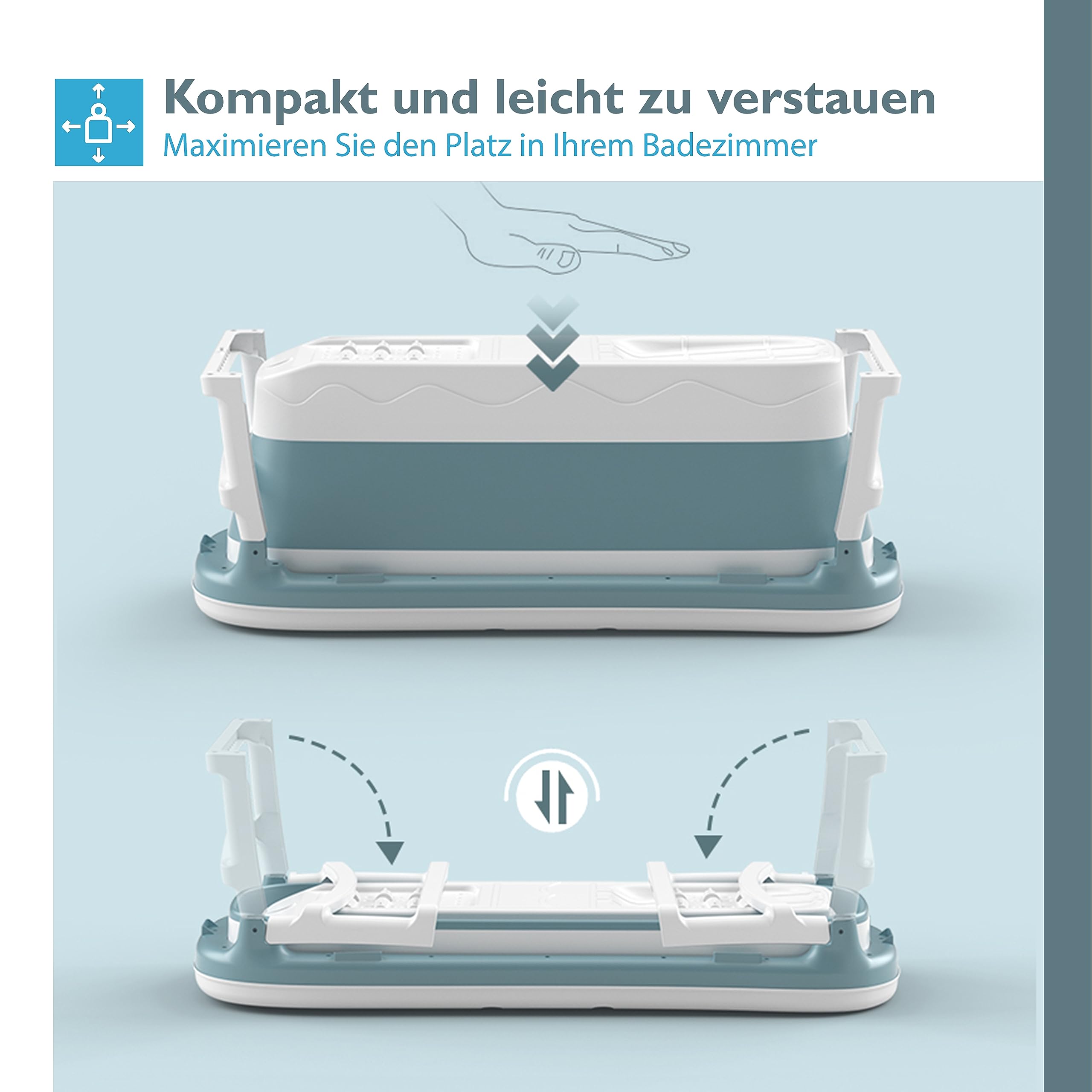 Badewanne - 138 cm - Faltbare Badewanne - Sitzbadewanne - Erwachsenen - 220L - Extra Lang - Blau