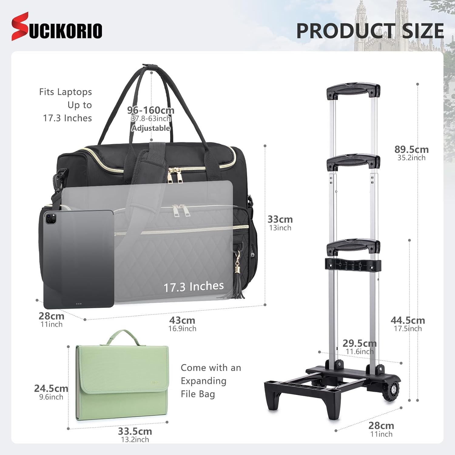 Rolling Laptop Bag 17.3 Inch 3 IN 1 Rolling Briefcase for Women Waterproof Teacher Tote Bag With Wheels - Image 5
