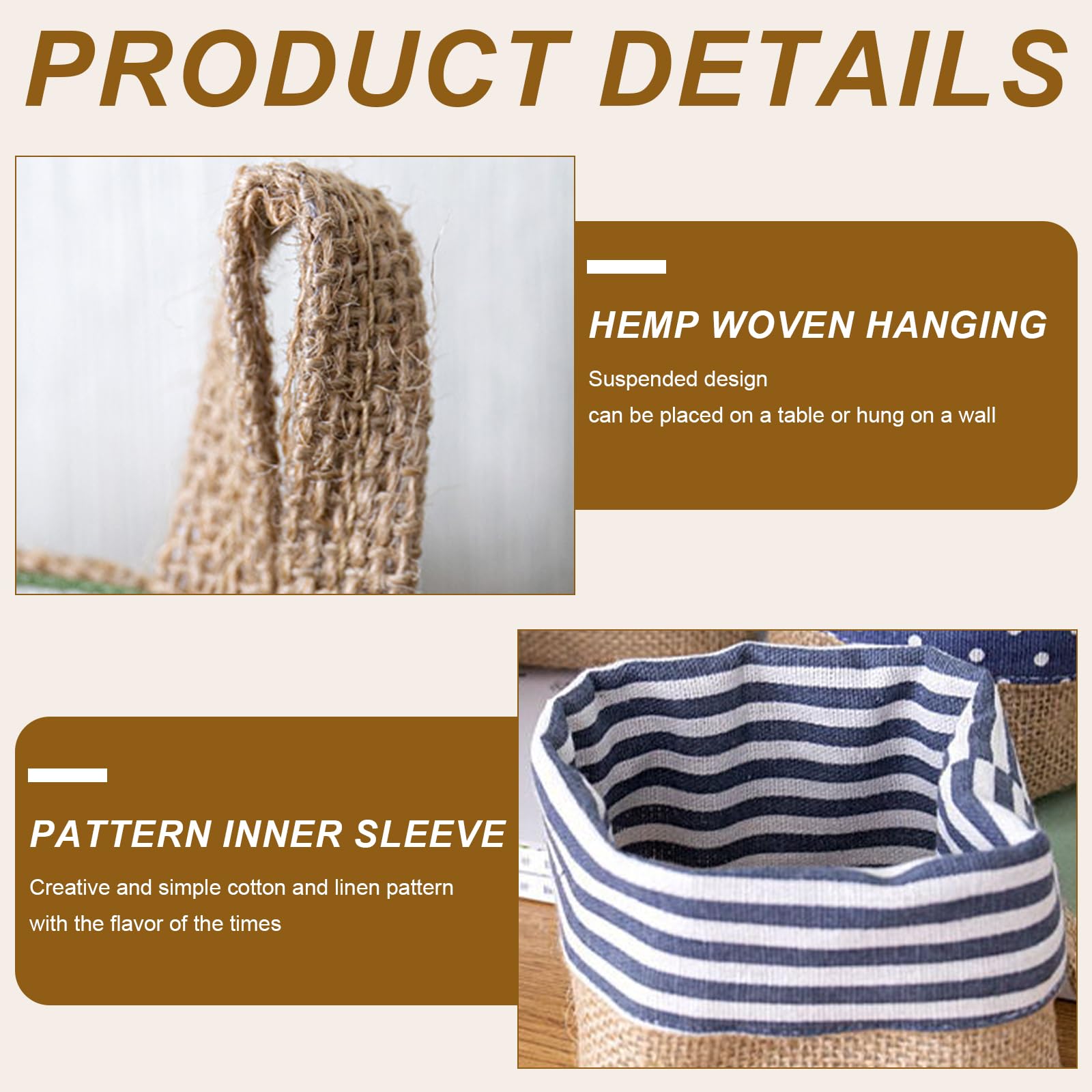 Organizer Da Parete 2 Pezzi - Borse Portaoggetti In Cotone E Lino - Foto 7