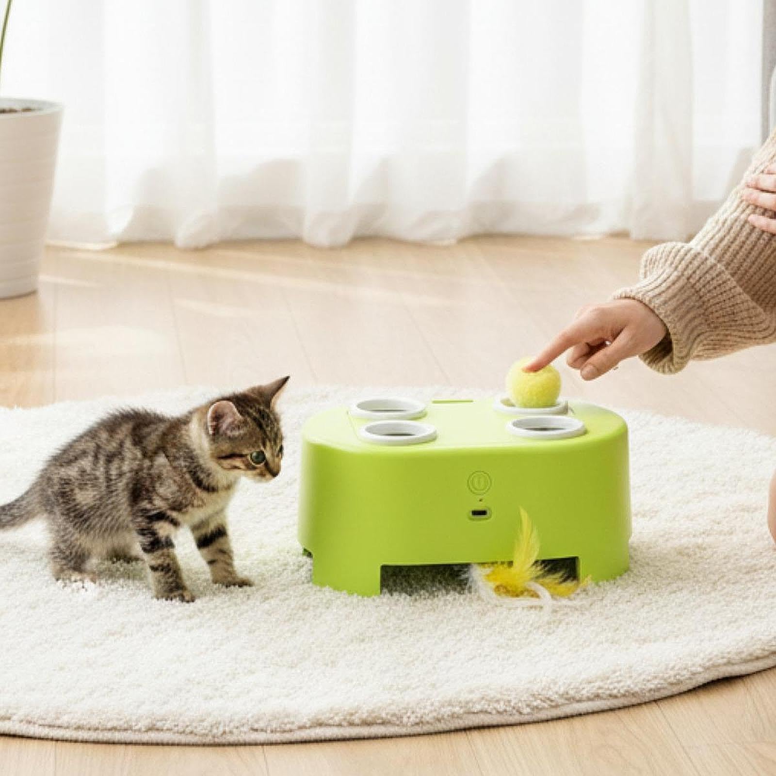 Giocattolo Interattivo per Gatti, Intrattenimento, velocità Regolabile, Idea Regalo, Accessori, Verde