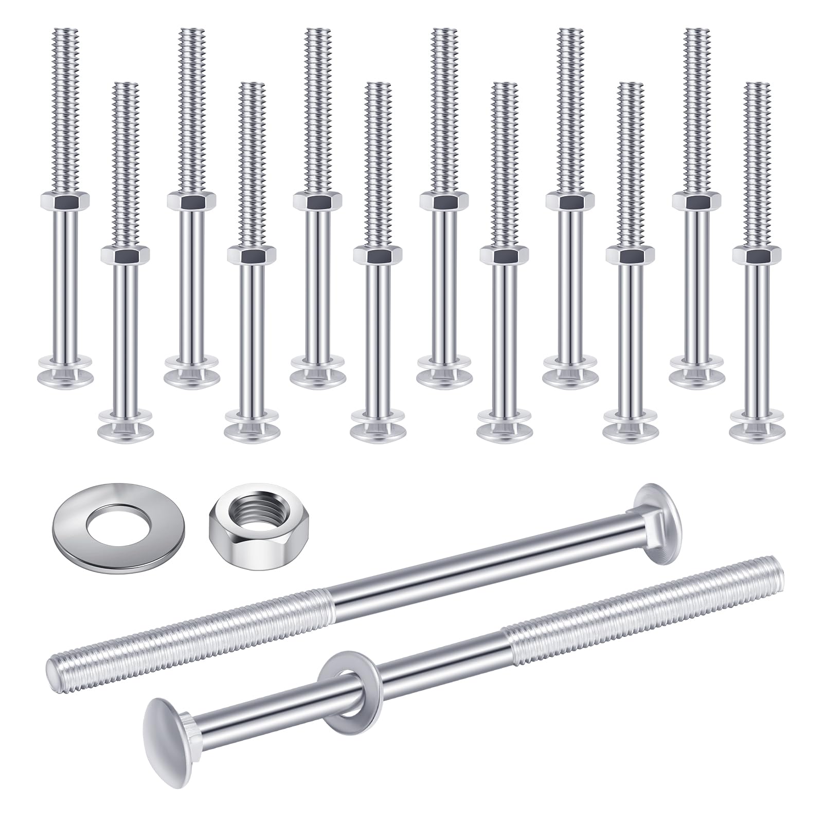 Zonon Carriage Bolts - 12 Sets Black Galvanized -20
