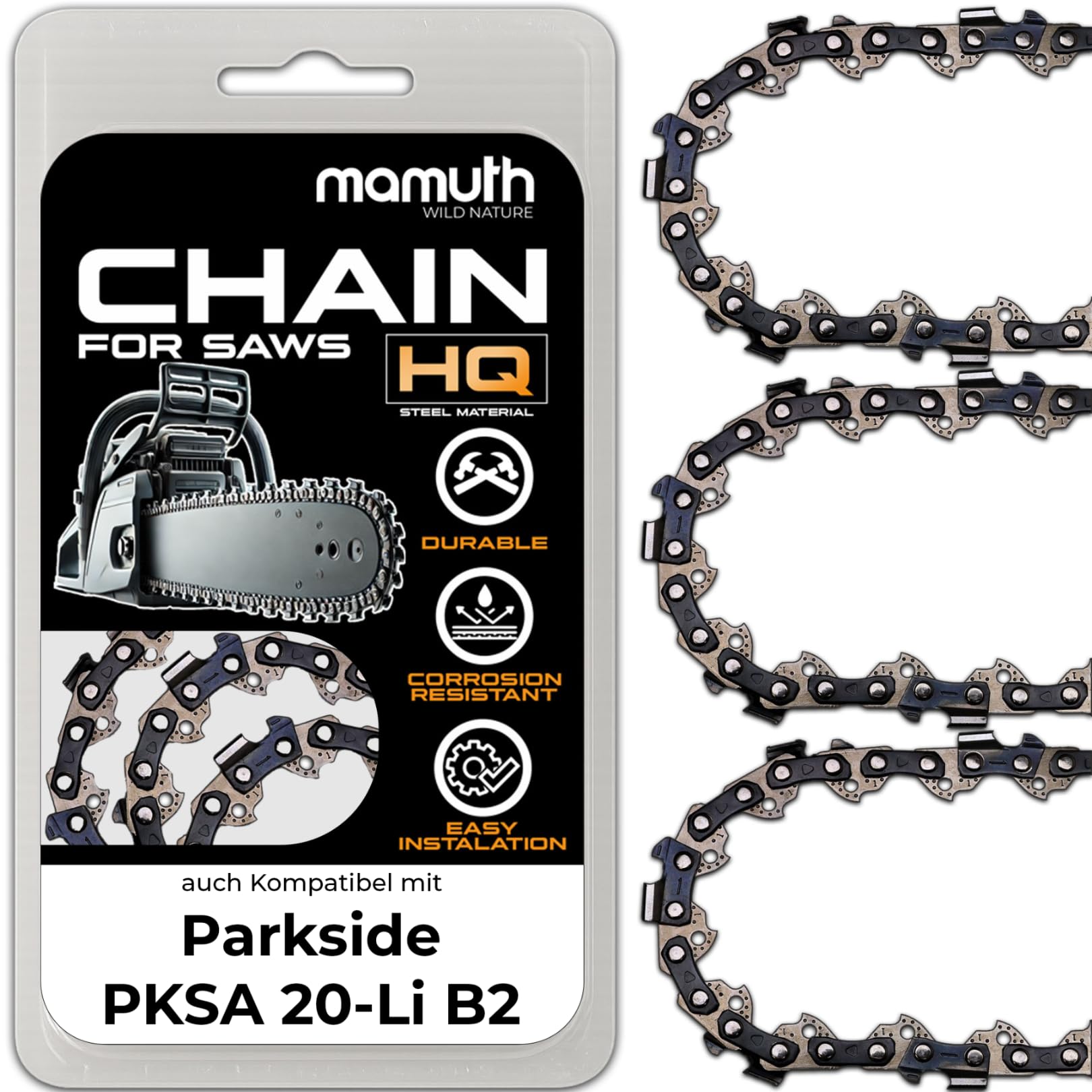 3x Catena Motosega 25cm 40 Maglie per Parkside PHSHE 900 B2 PKSA 20-Li