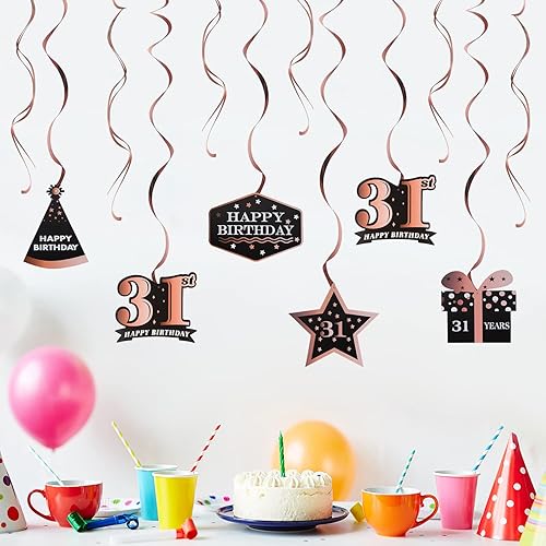 Miniatura 342 de LINGTEER Happy 65th Birthday Decorations Set - 12Pcs Black & Gold Swirls Streamer,Happy Birthday Bunting Banner,Cheers to 65 Years Old Bday Party