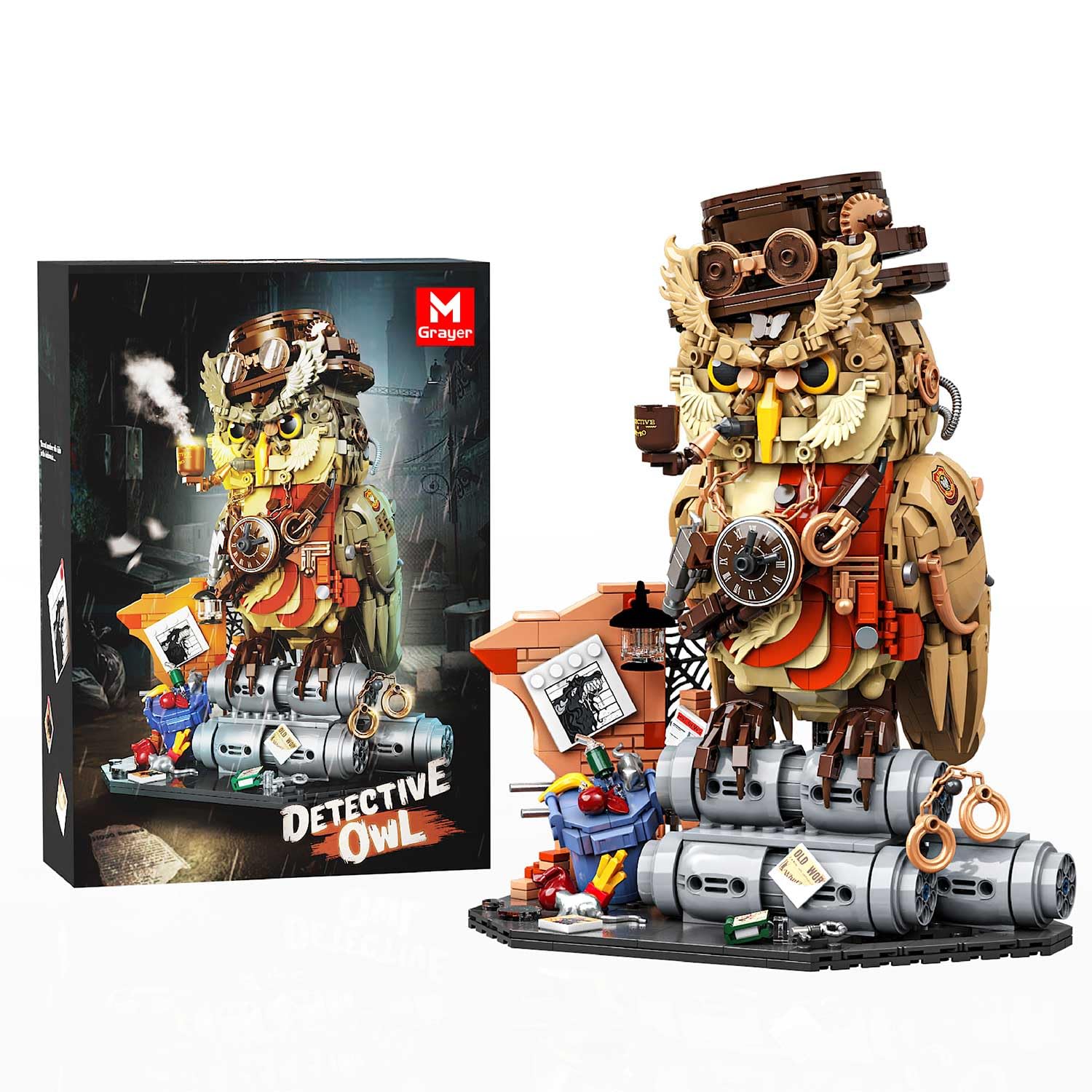 Assembled MGrayer Detective Owl Building Blocks Set