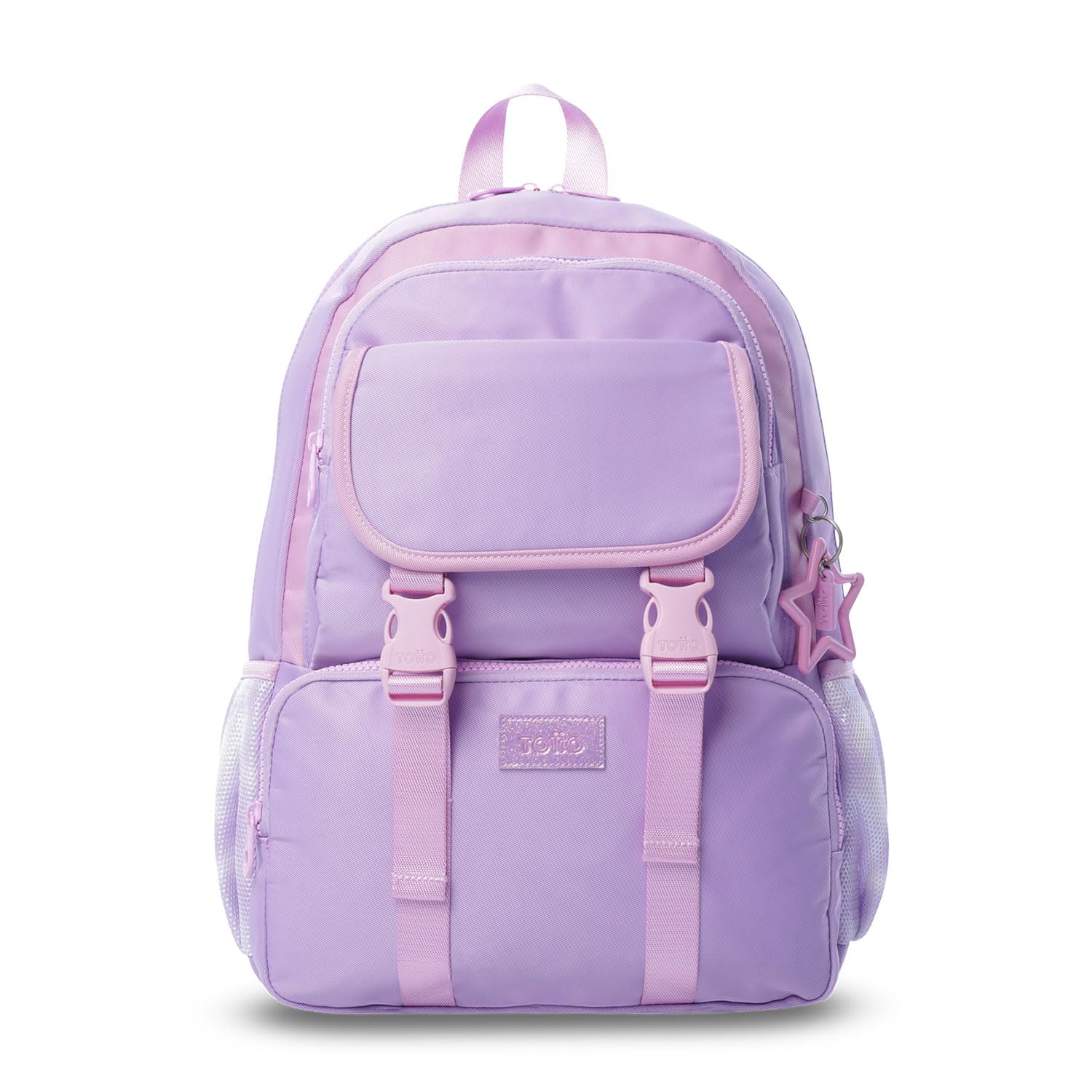 TOTTO - Mochila Escolar, Modelo Cluw M, Mochila Mediana, Capacidad 20 L, Bolsillo para PC 14", 2 Bolsillos Botella, Organizador Interno y Portallaves, Cómodas Correas en S, Color Rosa