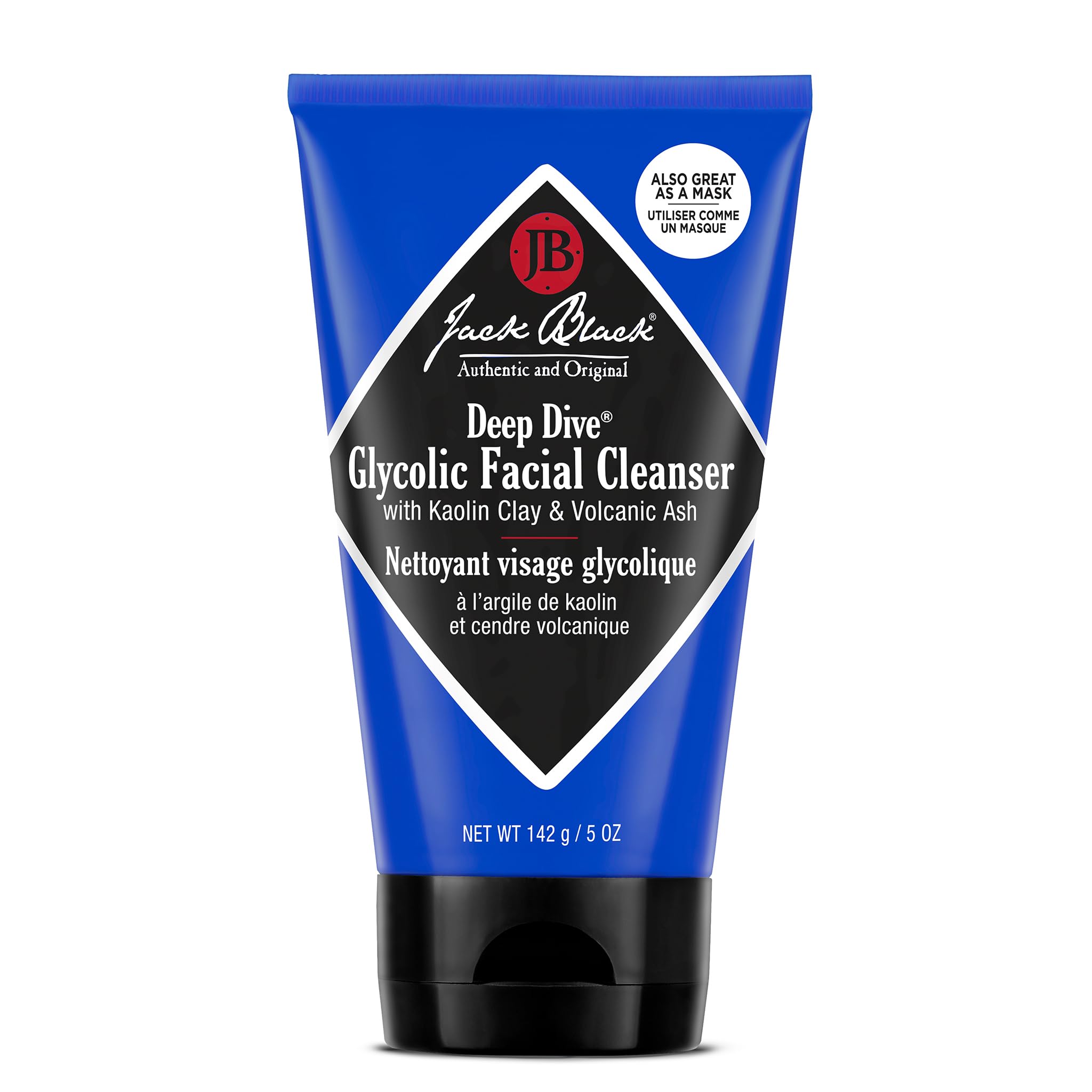 Jack Black - Deep Dive Glycolic Facial Cleanser, Clay-Based Cleanser, PureScience Formula, Facial Cleanser and Mask, Recommended for Normal, Dry, or Oily Skin, Glycolic Acid